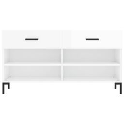 Berkfield Home Shoe Bench High Gloss White 102x35x55 cm Engineered Wood - Size: 102 x 35 x 55 cm - thumbnail 6