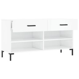 Berkfield Home Shoe Bench High Gloss White 102x35x55 cm Engineered Wood - Size: 102 x 35 x 55 cm - thumbnail 5