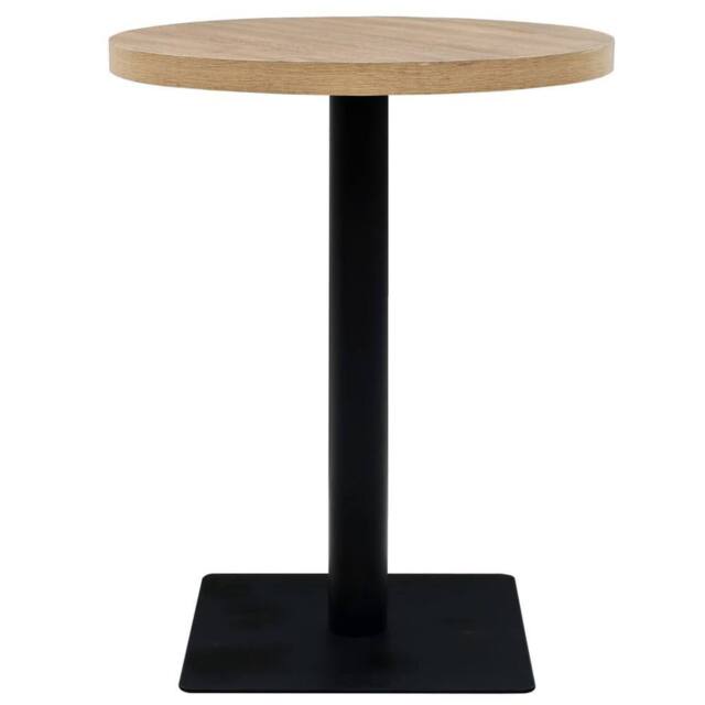 Berkfield Home Elegant Bistro Table MDF & Steel Round 60x75 cm Oak Colour in Beige - image 1