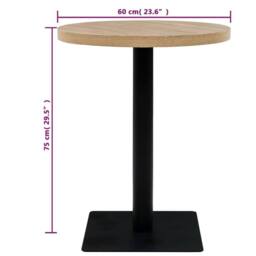 Berkfield Home Elegant Bistro Table MDF & Steel Round 60x75 cm Oak Colour in Beige - thumbnail 6