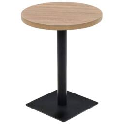 Berkfield Home Elegant Bistro Table MDF & Steel Round 60x75 cm Oak Colour in Beige - thumbnail 3