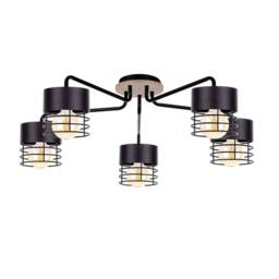 Netlighting Casa Multi Arm Semi Flush Ceiling Light Black Wood 70cm 5x E27