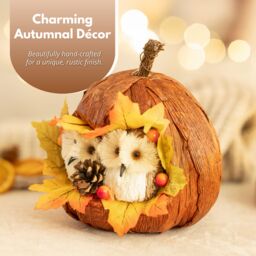Marco Paul Autumn Decor Pumpkin Decoration with Owls Fall Decoration 17cm in Orange - thumbnail 7
