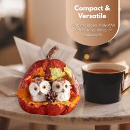 Marco Paul Autumn Decor Pumpkin Decoration with Owls Fall Decoration 17cm in Orange - thumbnail 8