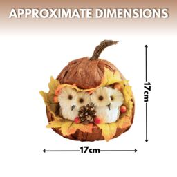 Marco Paul Autumn Decor Pumpkin Decoration with Owls Fall Decoration 17cm in Orange - thumbnail 2