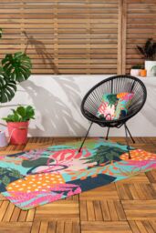 Furn Coralina Woven Abstract Floral UV & Weatherproof Outdoor/Indoor Rug - Size: 120 cm x 170 cm - thumbnail 1