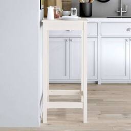 Berkfield Home Bar Table White 50x50x110 cm Solid Wood Pine - Size: 50 x 50 x 110 cm - thumbnail 2