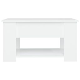 Berkfield Home Coffee Table White 79x49x41 cm Engineered Wood - Size: 79 x 49 x 41 cm - thumbnail 6