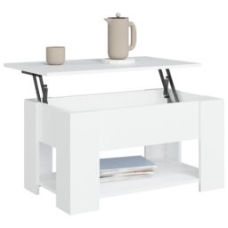 Berkfield Home Coffee Table White 79x49x41 cm Engineered Wood - Size: 79 x 49 x 41 cm - thumbnail 4