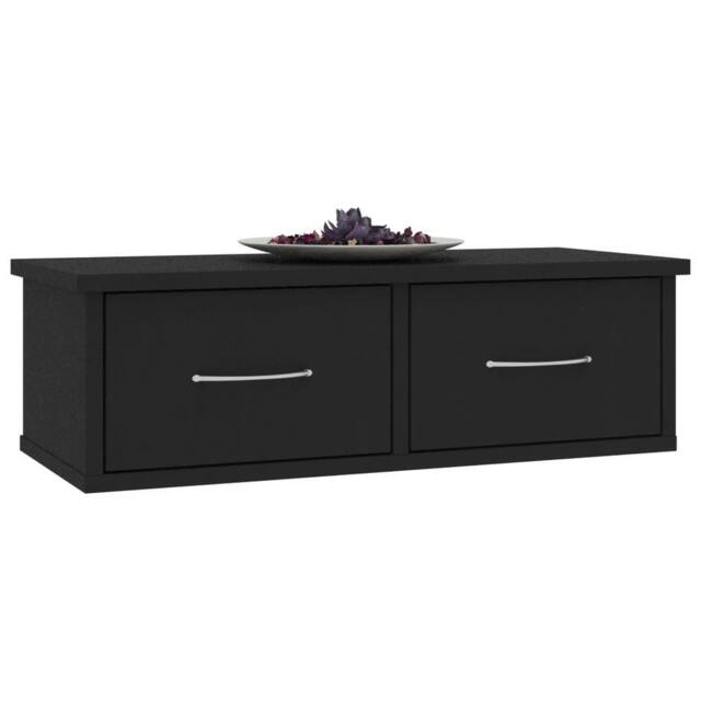 Berkfield Home Decorative Wall-mounted Drawer Shelf Black 60x26x18.5 cm Engineer - image 1