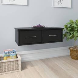 Berkfield Home Decorative Wall-mounted Drawer Shelf Black 60x26x18.5 cm Engineer - thumbnail 2