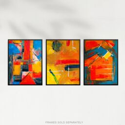 Artery8 Wall Art Print Abstract Oil Reflections Blue Red Orange Set Of 3 s Living Room Bedroom Aesthetic Painting A4 - thumbnail 5
