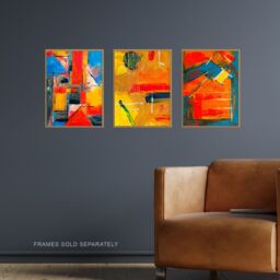 Artery8 Wall Art Print Abstract Oil Reflections Blue Red Orange Set Of 3 s Living Room Bedroom Aesthetic Painting A4 - thumbnail 2