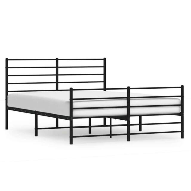 Berkfield Home Metal Bed Frame with Headboard & Footboard Black 135x190 cm Double - image 1