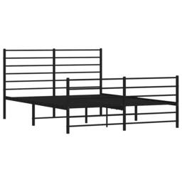 Berkfield Home Metal Bed Frame with Headboard & Footboard Black 135x190 cm Double - thumbnail 4