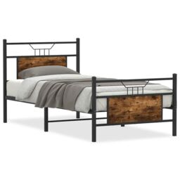 Berkfield Home Bed Frame without Mattress Smoked Oak 90x200 cm Engineered Wood in Brown - thumbnail 2