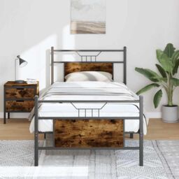 Berkfield Home Bed Frame without Mattress Smoked Oak 90x200 cm Engineered Wood in Brown - thumbnail 1