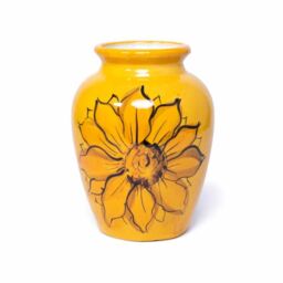 Verano Spanish Ceramics Sunflower Hand Painted Ceramic Yellow Kitchen Dining Large Vase (H) 28cm