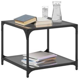 Berkfield Home Coffee Tables with Black Glass Top 2 pcs 50x50x40 cm Steel - Size: 50 x 50 x 40 cm - thumbnail 3