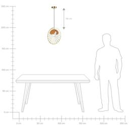 Wyld and Coco Gold Pendant Lamp with Light Wood Accents and Round Glass Shade - thumbnail 8
