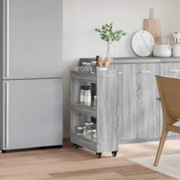 Berkfield Home Cabinet with Wheels Grey Sonoma 60x22x79 cm Engineered Wood - Size: 60 x 22 x 79 cm - thumbnail 3