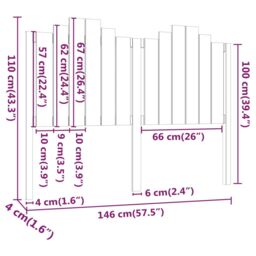 Berkfield Home Bed Headboard Black 146x4x110 cm Solid Wood Pine - Size: 146 x 4 x 110 cm - thumbnail 6