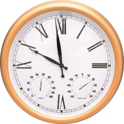 mysmartbuy Vintage Design Garden Clock - Battery Powered Waterproof Wall Clock with Hygrometer & Thermometer - 38cm Diameter in Bronze - thumbnail 3