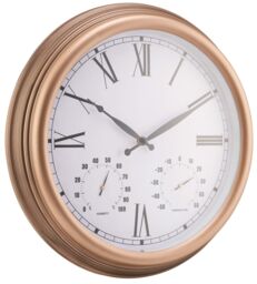 mysmartbuy Vintage Design Garden Clock - Battery Powered Waterproof Wall Clock with Hygrometer & Thermometer - 38cm Diameter in Bronze - thumbnail 4