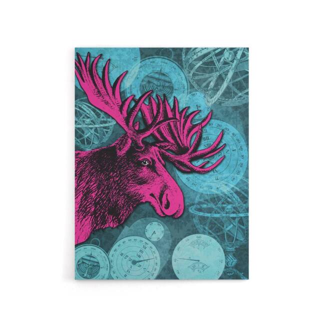 "Artery8 Moose Clocks Steampunk Canvas Wall Art Print in Blue - Size: W18"" x H24""" - image 1