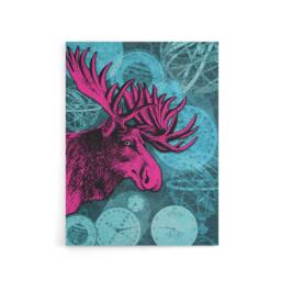 "Artery8 Moose Clocks Steampunk Canvas Wall Art Print in Blue - Size: W18"" x H24""" - thumbnail 1