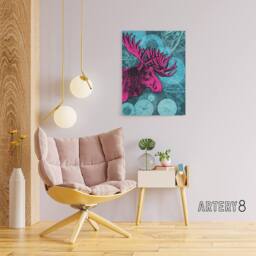 "Artery8 Moose Clocks Steampunk Canvas Wall Art Print in Blue - Size: W18"" x H24""" - thumbnail 3
