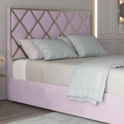 Casani Sturry Upholstered Soft Velvet Pink Metal Designer Bed Frame - Size: Small Double - thumbnail 6