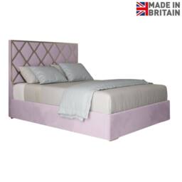 Casani Sturry Upholstered Soft Velvet Pink Metal Designer Bed Frame - Size: Small Double - thumbnail 4