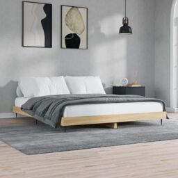 Berkfield Home Bed Frame Sonoma Oak 120x200 cm Engineered Wood in Brown - Size: Small Double - thumbnail 1