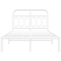 Berkfield Home Metal Bed Frame without Mattress with Headboard White 120x190cm - Size: 120x190 cm - thumbnail 4