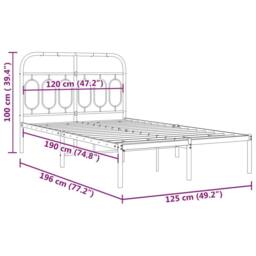 Berkfield Home Metal Bed Frame without Mattress with Headboard White 120x190cm - Size: 120x190 cm - thumbnail 8