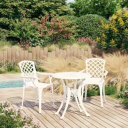 Berkfield Home 3 Piece Bistro Set Cast Aluminium White