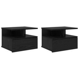 Berkfield Home Traditional Floating Nightstands 2 pcs Black Oak 40x31x27 cm Engi - Size: 40 x 31 x 27 cm - thumbnail 3