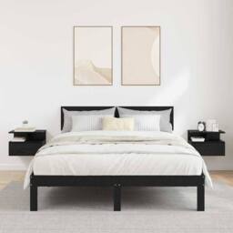 Berkfield Home Traditional Floating Nightstands 2 pcs Black Oak 40x31x27 cm Engi - Size: 40 x 31 x 27 cm - thumbnail 2