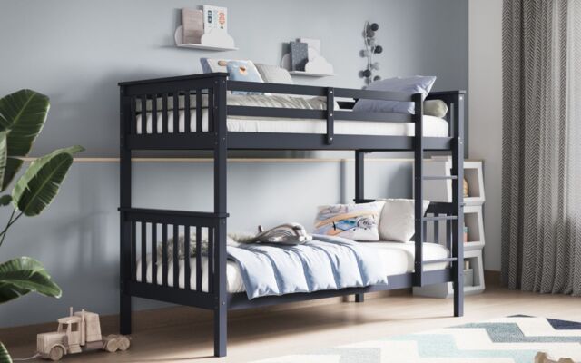 Flair Zoom Wooden Detachable Bunk Bed in Grey - Size: Single - image 1