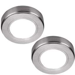 Loops 2x BRUSHED NICKEL Round Surface or Flush Under Cabinet Kitchen Light Kit - 240V Mains Powered - Natural White LED in Metallics - thumbnail 5
