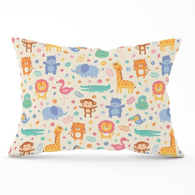 Warren Reed - Designer Cute Pastel Jungle Animals Cushions in Yellow - Size: 60 cm x 60 cm - image 1