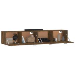 Berkfield Home Wall Cabinets 2 pcs Smoked Oak 100x36.5x35 cm Engineered Wood in Brown - thumbnail 4