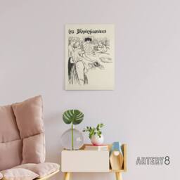 "Artery8 The Washerwomen Black White Illustration Steinlen Canvas Wall Art - Size: W18"" x H24""" - thumbnail 3
