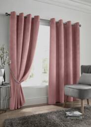 Luxury Living Velvet Thermal Blackout Eyelet Curtains Ready Made Pair in Pink - Size: 117 cm width x 183 cm drop - thumbnail 1
