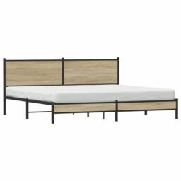 Berkfield Home Metal Bed Frame without Mattress Sonoma Oak 200x200 cm in Brown - thumbnail 1