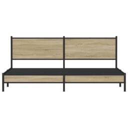 Berkfield Home Metal Bed Frame without Mattress Sonoma Oak 200x200 cm in Brown - thumbnail 5