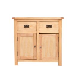 Cabinet Bits Lugo Waxed 2 Drawer 2 Door Sideboard Brass Drop Handle in Light Brown - thumbnail 1