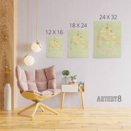 "Artery8 Vintage Burmese Map of the World Griggs Canvas Wall Art Print in Green - Size: W12"" x H16""" - thumbnail 4