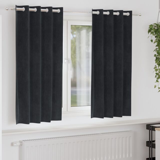 Berkfield Home Blackout Curtains with Eyelets 2 pcs Black Velvet - image 1